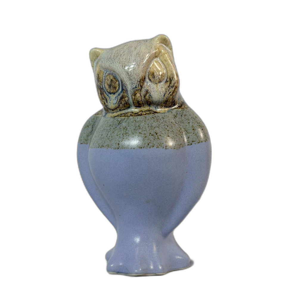 Rodolfo Padilla Signed Stylized Owl Blue Brown Figure Mexican Stoneware Folkart